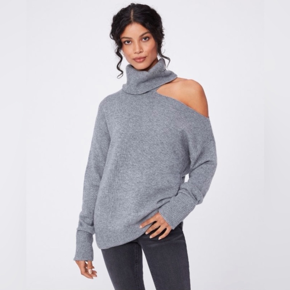 PAIGE - Women’s Raundi Cut-Out Wool- Blend Gray Off-Shoulder Sweater - Size: Med